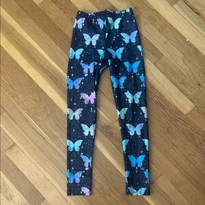 Pixielane Kids High Shine legging Butterfly Pattern - Black and Blue